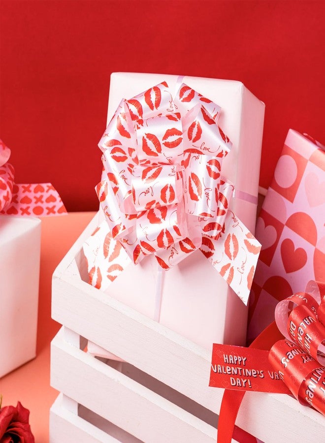 LeZakaa Valentine’s Day Pull Bows with Ribbon, 5 Inch Gift Wrap Bows, Assorted Red Heart Love Designs, Easy Pull Ribbon Bows for Gift Boxes, Bags Party Decor, 12 Count - Image 5